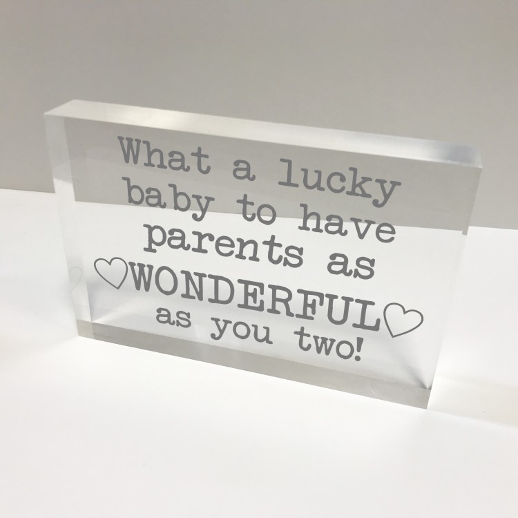 6x4 Acrylic Block Glass Token - Wonderful Parents